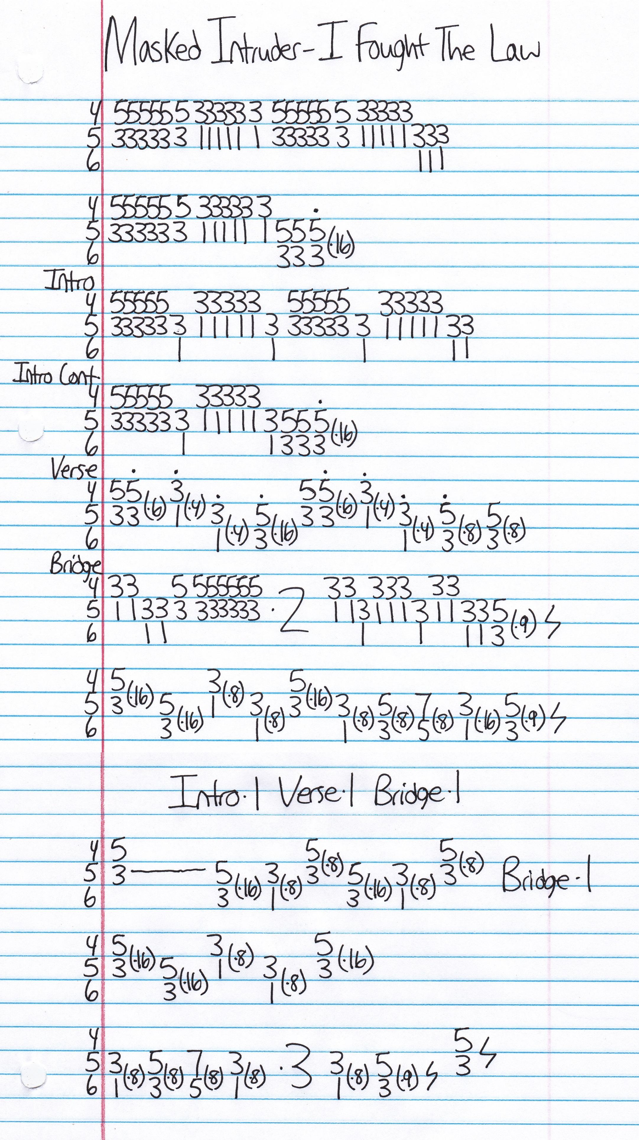 High quality guitar tab for I Fought The Law by Masked Intruder off of the album M.I.. ***Complete and accurate guitar tab!***